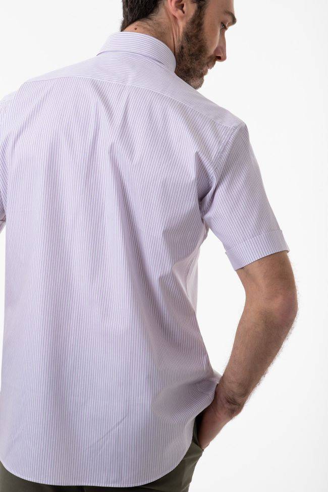 Aplomb Hemd Herren Aplomb Classic Streifen 100% Baumwolle Kragen Button-Down Kurze Ärmel