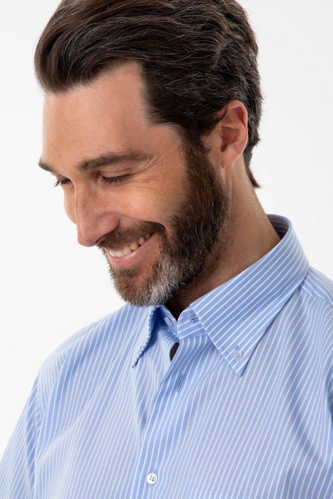 Aplomb Hemd Herren Aplomb Classic Streifen 100% Baumwolle Kragen Button-Down Kurze Ärmel