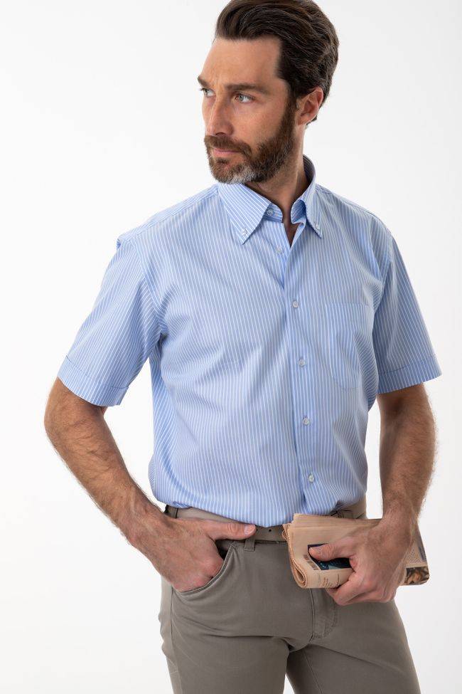 aplomb Hemd Herren Aplomb Classic Streifen 100% Baumwolle kragen Button-Down Kurze Ärmel
