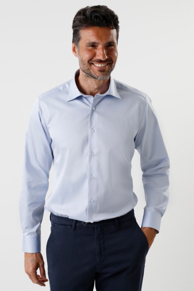 Aplomb Hemd Herren Aplomb Regular Bügelfreie Einfarbig 100% Baumwolle Kragen Italienisch Lange Ärmel