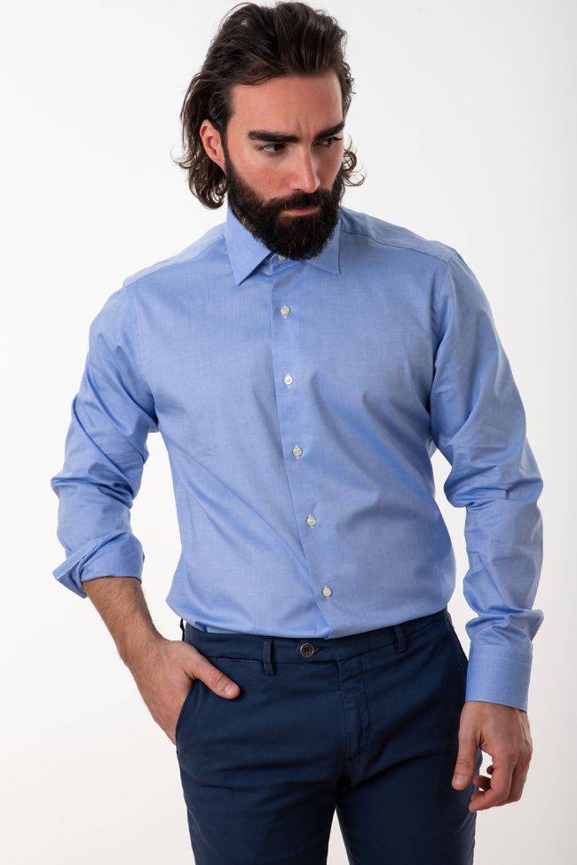 aplomb Hemd Herren Aplomb Regular Einfarbig 100% Baumwolle kragen Italienisch Lange Ärmel