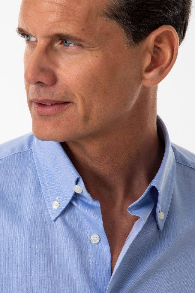 Aplomb Hemd Herren Aplomb Regular Einfarbig 100% Baumwolle Kragen Button-Down Lange Ärmel