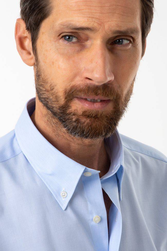 Aplomb Hemd Herren Aplomb Regular Einfarbig 100% Baumwolle Kragen Button-Down Lange Ärmel