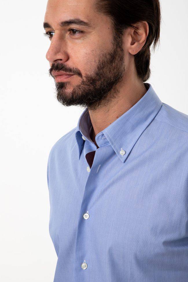 Aplomb Hemd Herren Aplomb Regular Einfarbig 100% Baumwolle Kragen Button-Down Lange Ärmel