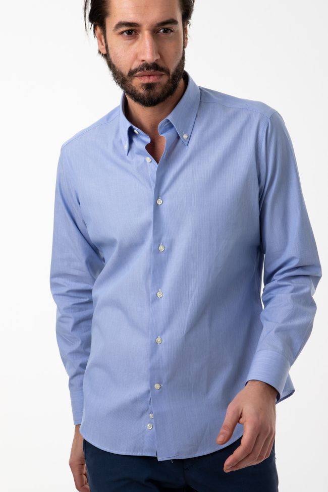 aplomb Hemd Herren Aplomb Regular Einfarbig 100% Baumwolle kragen Button-Down Lange Ärmel