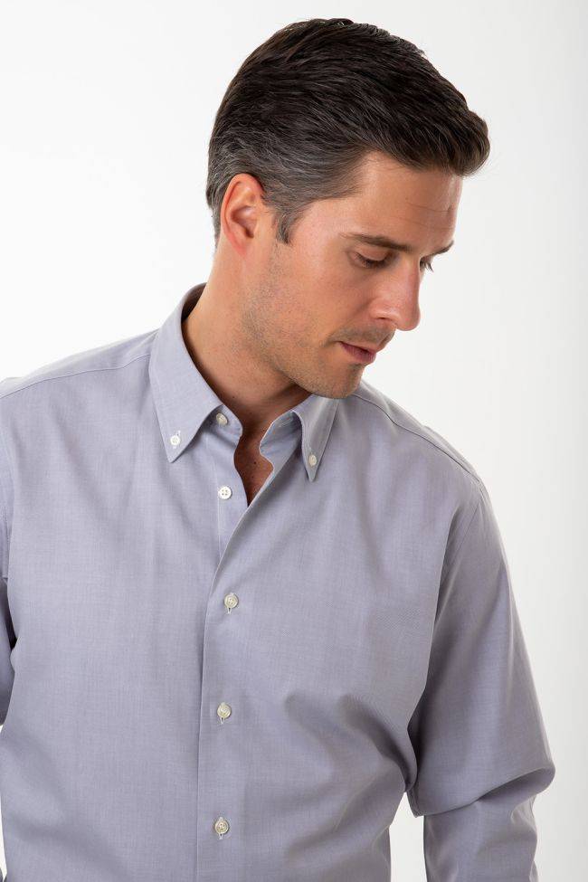Aplomb Hemd Herren Aplomb Regular Einfarbig 100% Baumwolle Kragen Button-Down Lange Ärmel
