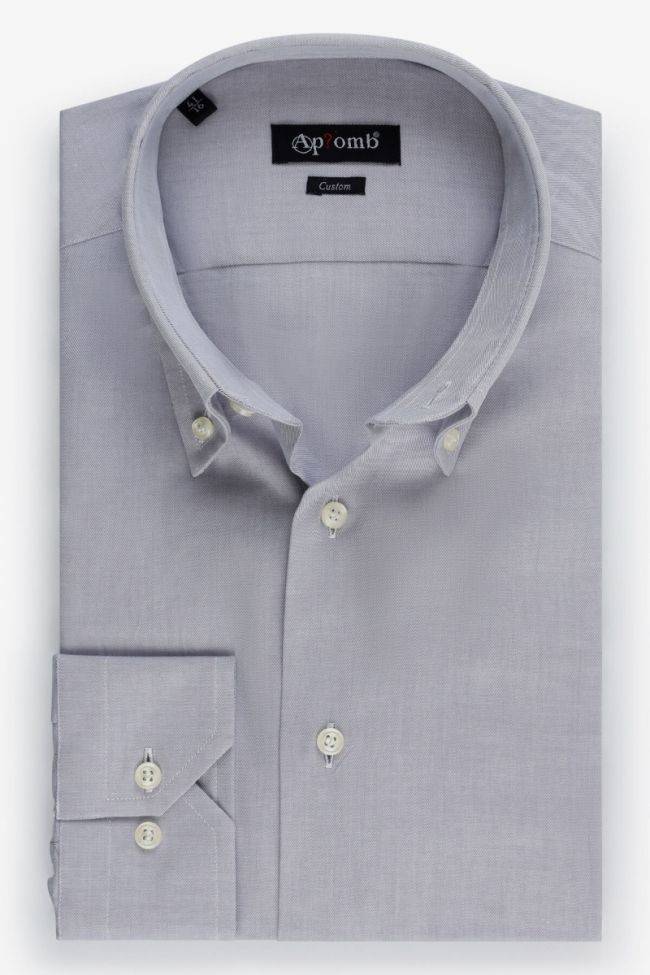 Aplomb Hemd Herren Aplomb Regular Einfarbig 100% Baumwolle Kragen Button-Down Lange Ärmel