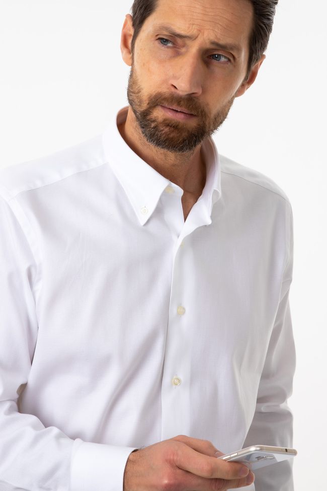 Aplomb Hemd Herren Aplomb Regular Einfarbig 100% Baumwolle Kragen Button-Down Lange Ärmel