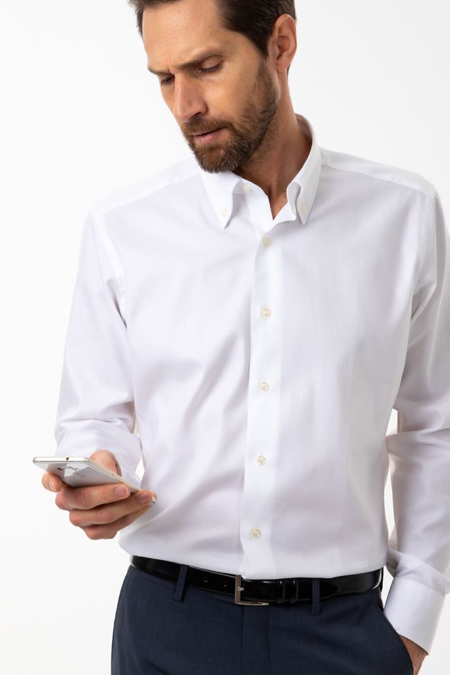 aplomb Hemd Herren Aplomb Regular Einfarbig 100% Baumwolle kragen Button-Down Lange Ärmel