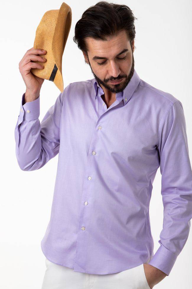 Aplomb Hemd Herren Aplomb Regular Einfarbig 100% Baumwolle Kragen Button-Down Lange Ärmel