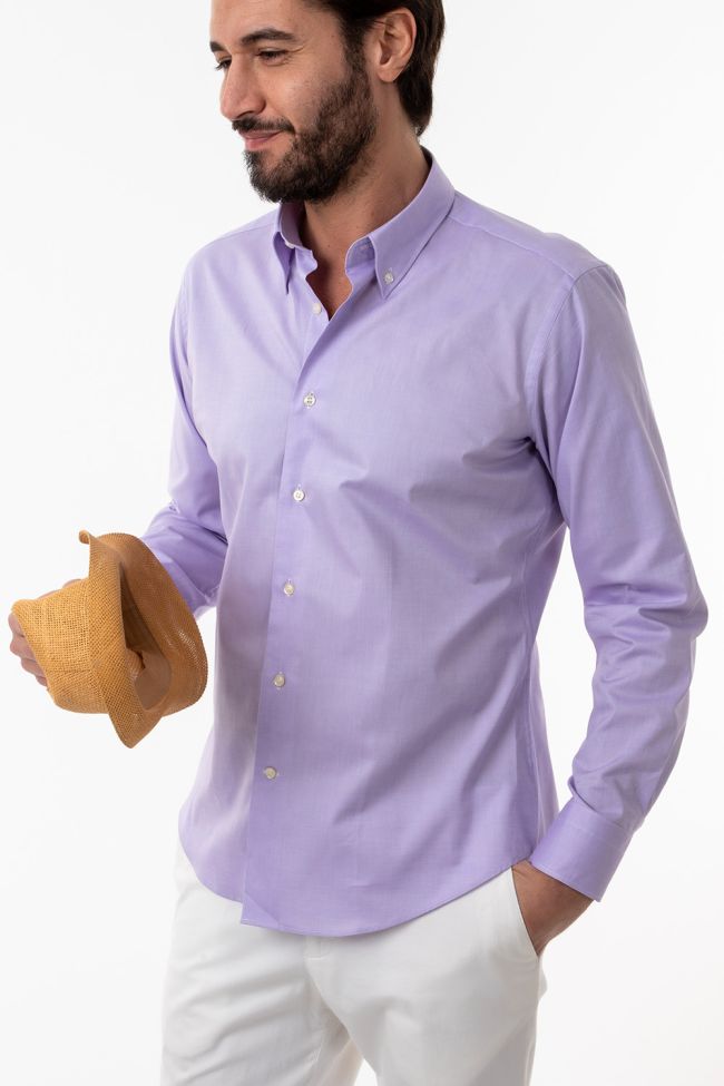 Aplomb Hemd Herren Aplomb Regular Einfarbig 100% Baumwolle Kragen Button-Down Lange Ärmel