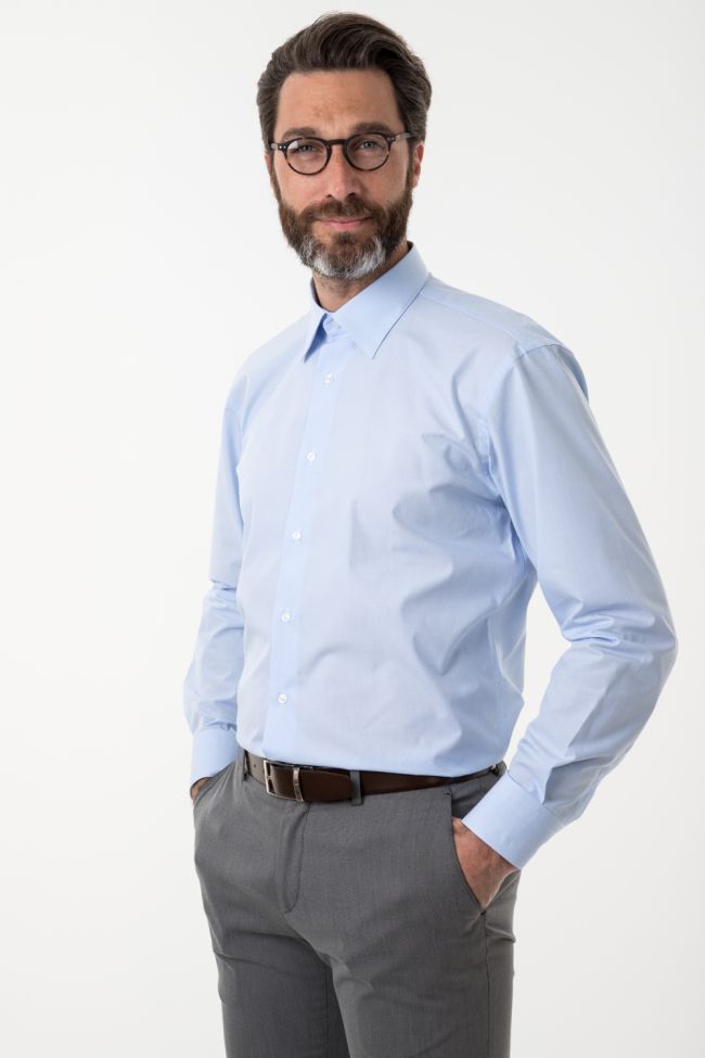 aplomb Hemd Herren Aplomb Regular Einfarbig 100% Baumwolle kragen Button-Down Lange Ärmel