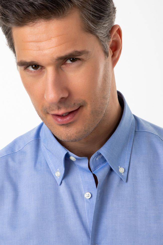 Aplomb Hemd Herren Aplomb Regular Einfarbig 100% Baumwolle Kragen Button-Down Lange Ärmel