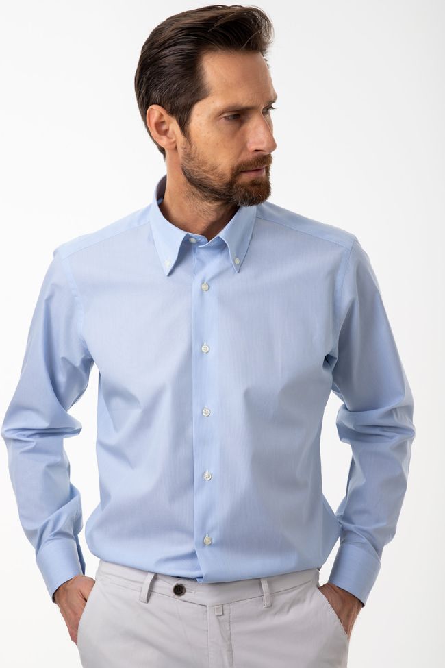 Aplomb Hemd Herren Aplomb Regular Einfarbig 100% Baumwolle Kragen Button-Down Lange Ärmel