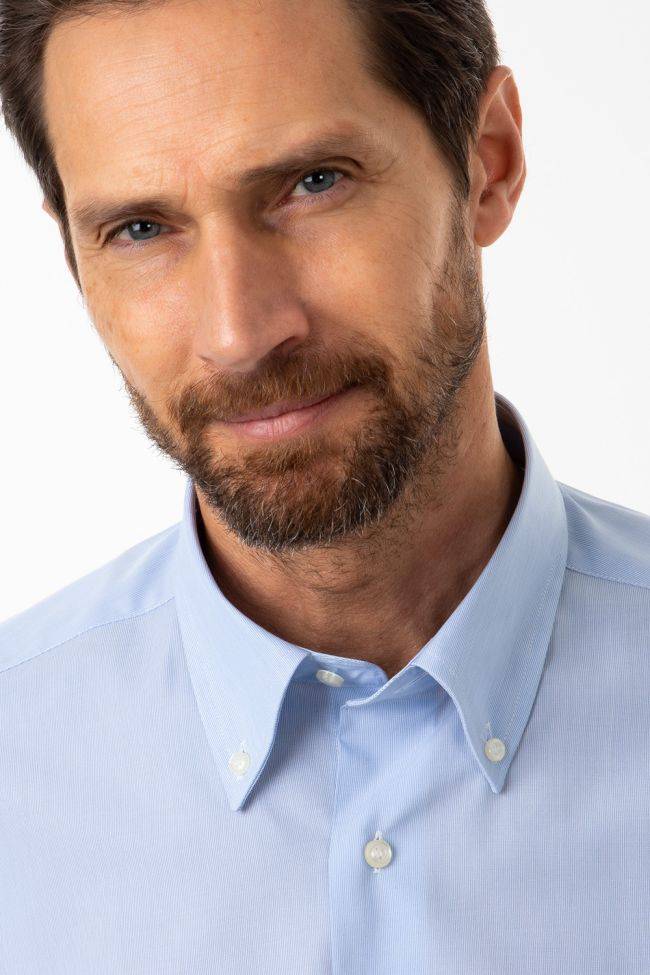 Aplomb Hemd Herren Aplomb Regular Einfarbig 100% Baumwolle Kragen Button-Down Lange Ärmel