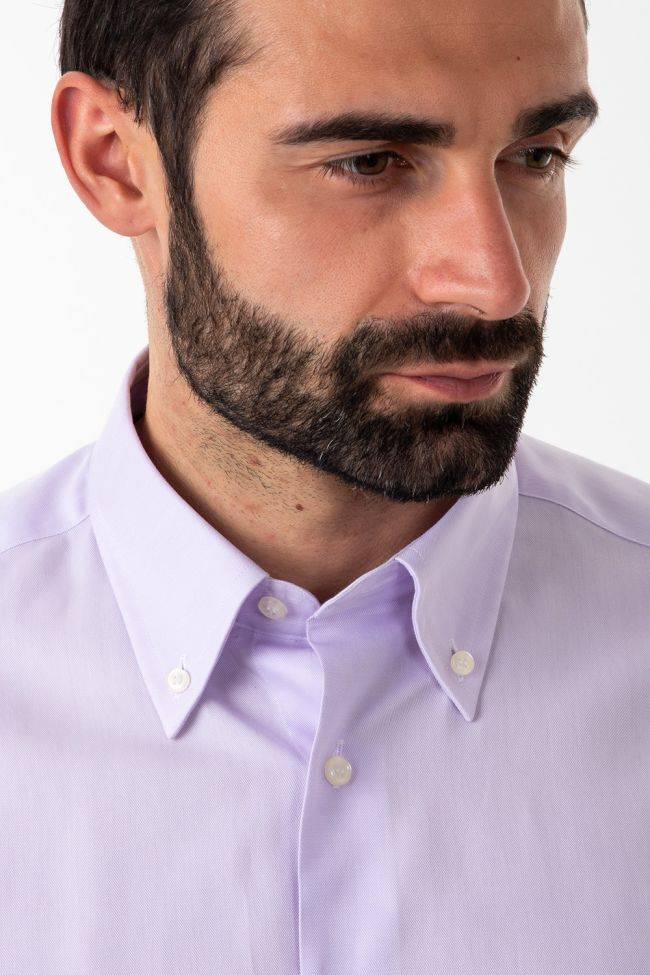 Aplomb Hemd Herren Aplomb Regular Einfarbig 100% Baumwolle Kragen Button-Down Lange Ärmel