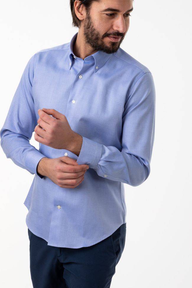 Aplomb Hemd Herren Aplomb Regular Einfarbig 100% Baumwolle Kragen Button-Down Lange Ärmel