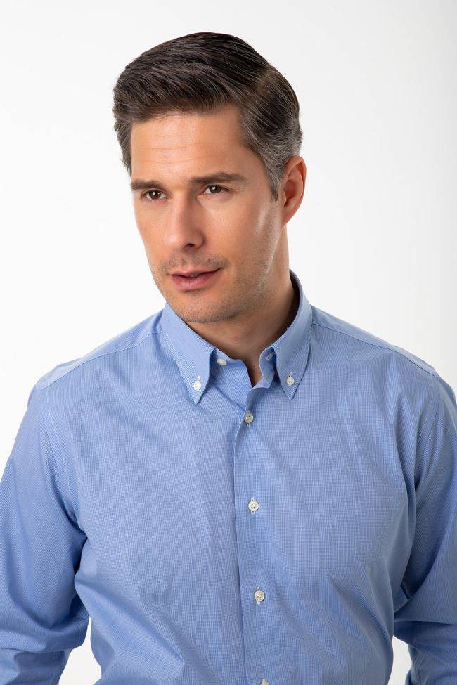 Aplomb Hemd Herren Aplomb Regular Einfarbig 100% Baumwolle Kragen Button-Down Lange Ärmel