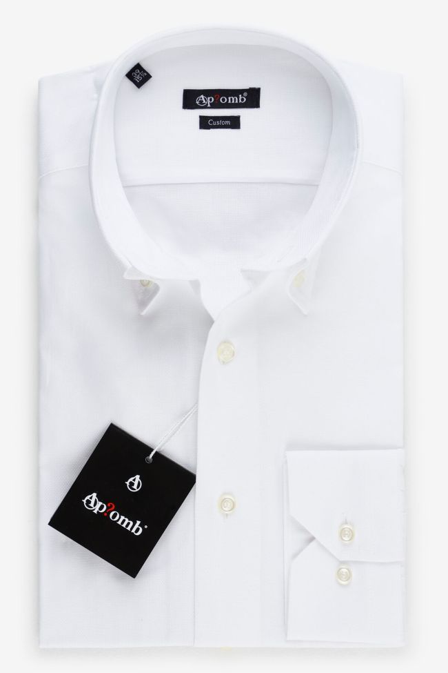 Aplomb Hemd Herren Aplomb Regular Einfarbig 100% Baumwolle Kragen Button-Down Lange Ärmel