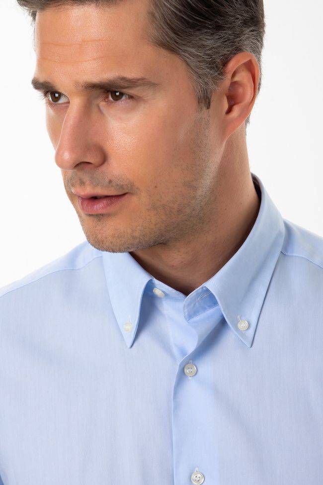 Aplomb Hemd Herren Aplomb Regular Einfarbig 100% Baumwolle Kragen Button-Down Lange Ärmel