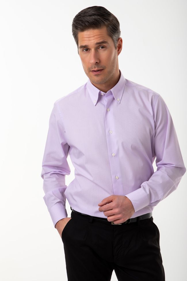Aplomb Hemd Herren Aplomb Regular Einfarbig 100% Baumwolle Kragen Button-Down Lange Ärmel