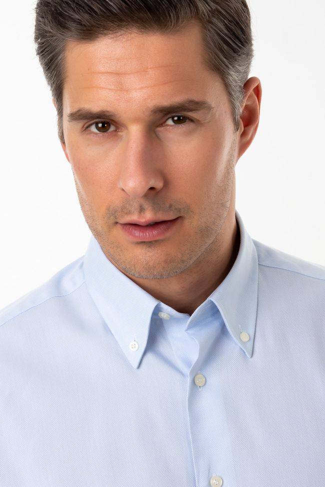 Aplomb Hemd Herren Aplomb Regular Einfarbig 100% Baumwolle Kragen Button-Down Lange Ärmel