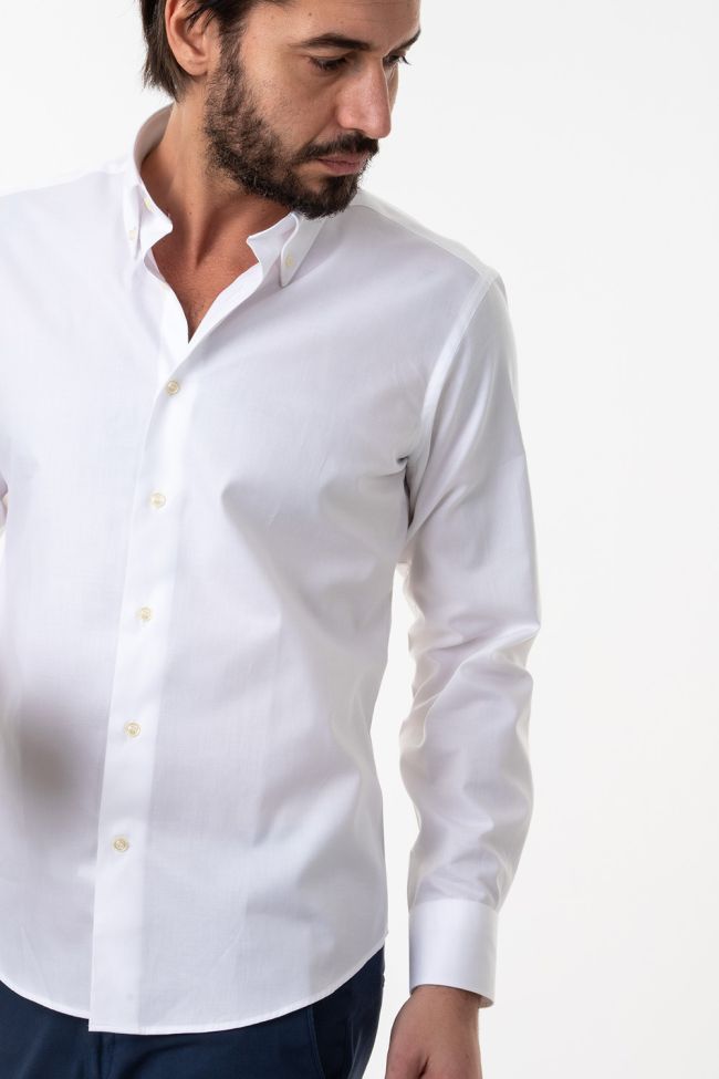 Aplomb Hemd Herren Aplomb Regular Einfarbig 100% Baumwolle Kragen Button-Down Lange Ärmel