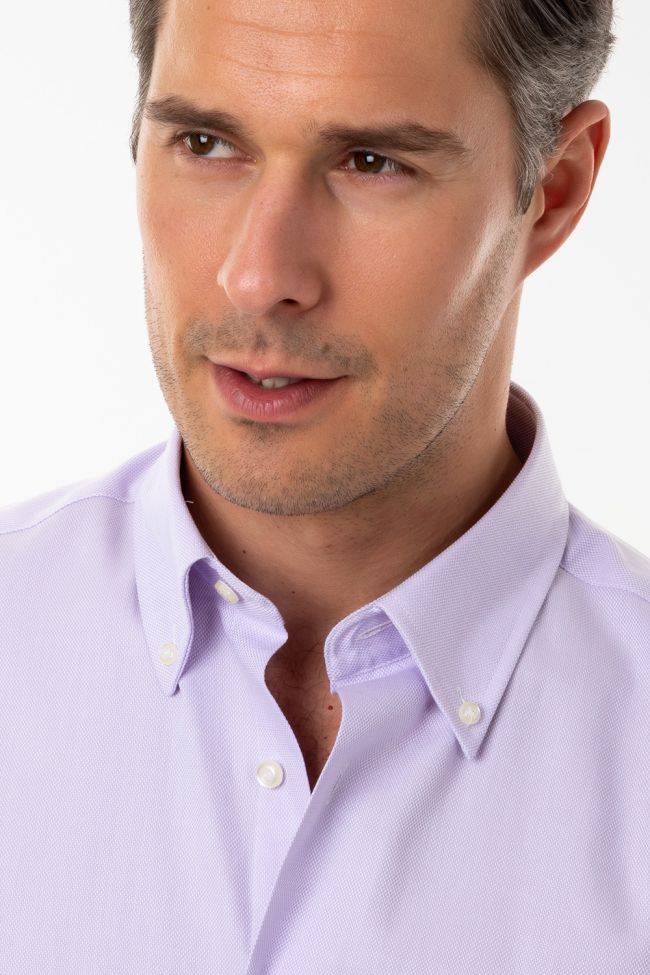 Aplomb Hemd Herren Aplomb Regular Einfarbig 100% Baumwolle Kragen Button-Down Lange Ärmel