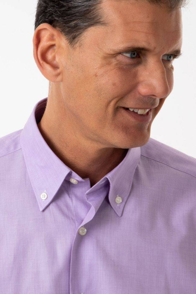 Aplomb Hemd Herren Aplomb Regular Einfarbig 100% Baumwolle Kragen Button-Down Lange Ärmel