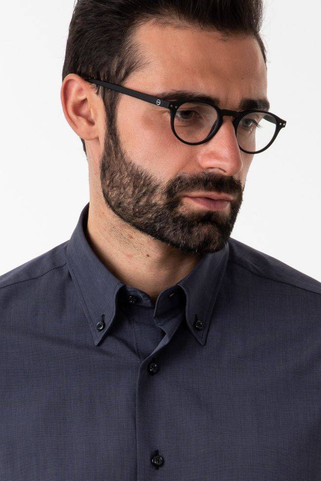 Aplomb Hemd Herren Aplomb Regular Einfarbig 100% Baumwolle Kragen Button-Down Lange Ärmel