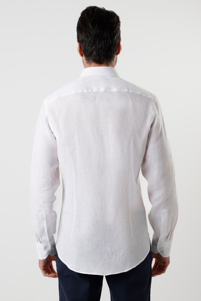 Aplomb Hemd Herren Aplomb Regular Einfarbig 100% Leinen Kragen Button-Down Lange Ärmel