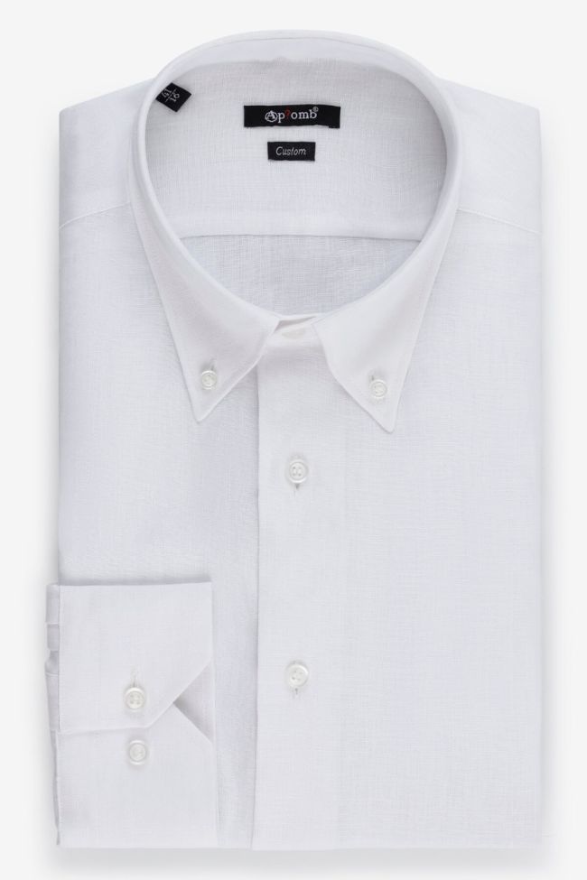 aplomb Hemd Herren Aplomb Regular Einfarbig 100% Leinen kragen Button-Down Lange Ärmel
