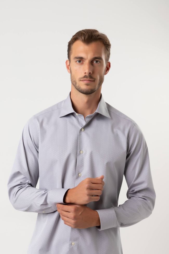 aplomb Hemd Herren Aplomb Regular Halb Unifarben 100% Baumwolle kragen Italienisch Lange Ärmel