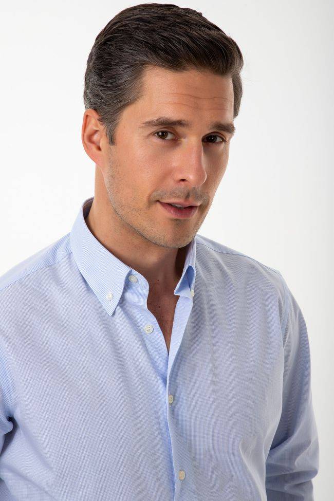 Aplomb Hemd Herren Aplomb Regular Karo 100% Baumwolle Kragen Button-Down Lange Ärmel