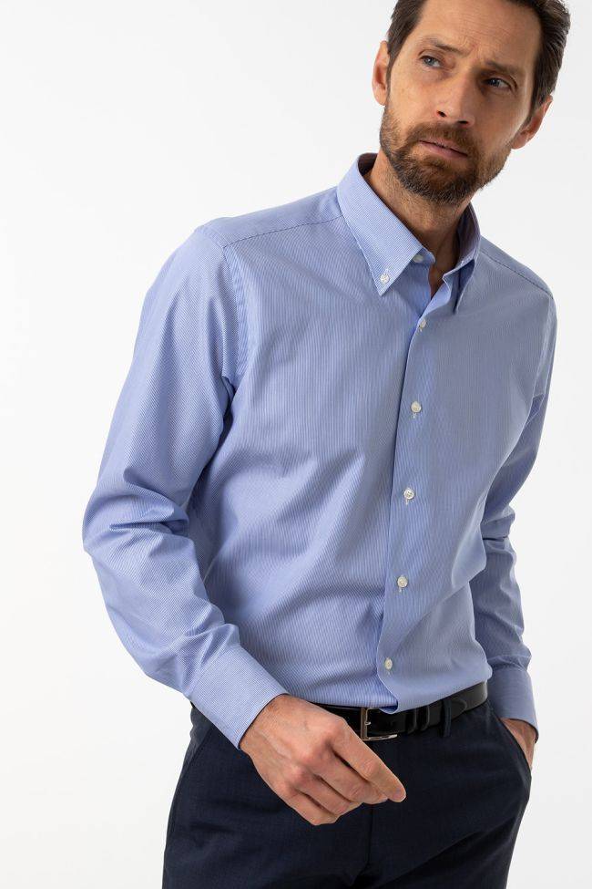 Aplomb Hemd Herren Aplomb Regular Streifen 100% Baumwolle Kragen Button-Down Lange Ärmel