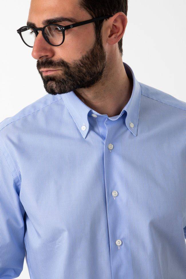 Aplomb Hemd Herren Aplomb Regular Streifen 100% Baumwolle Kragen Button-Down Lange Ärmel