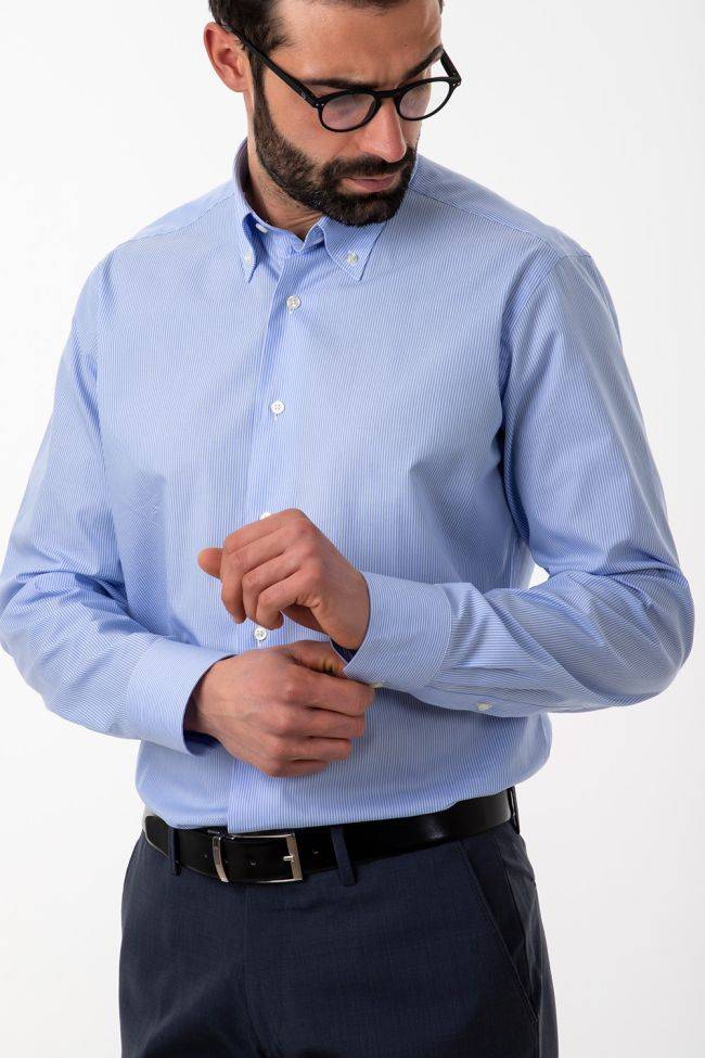 Aplomb Hemd Herren Aplomb Regular Streifen 100% Baumwolle Kragen Button-Down Lange Ärmel