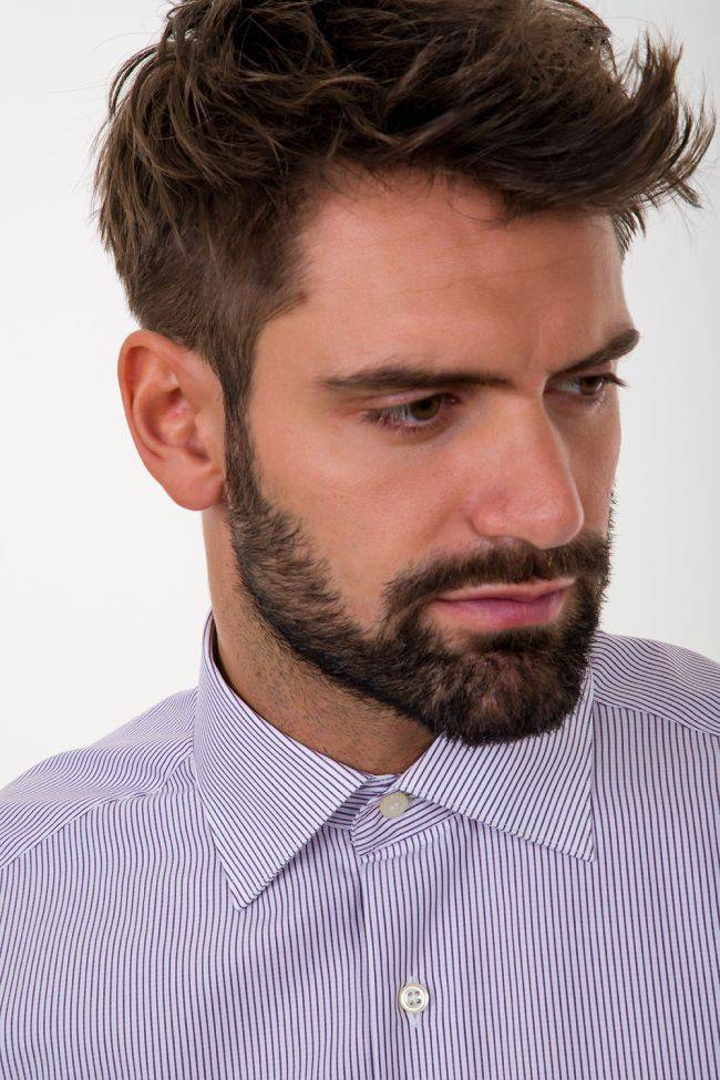 Aplomb Hemd Herren Aplomb Regular Streifen 100% Baumwolle Kragen Italienisch Lange Ärmel