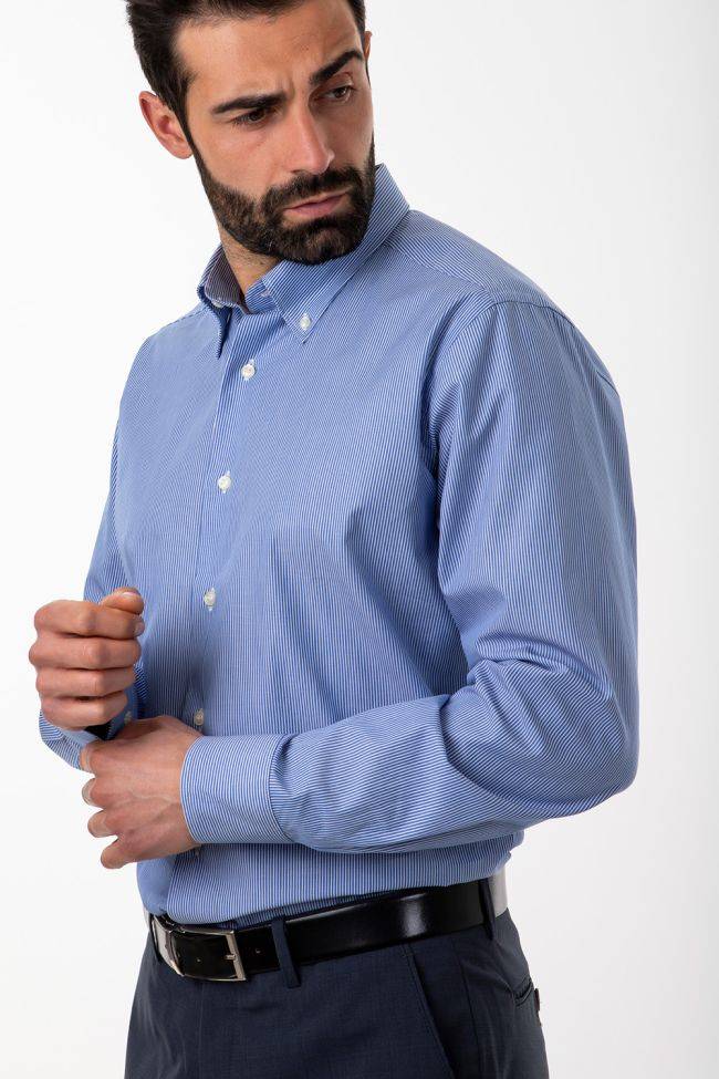 Aplomb Hemd Herren Aplomb Regular Streifen 100% Baumwolle Kragen Button-Down Lange Ärmel
