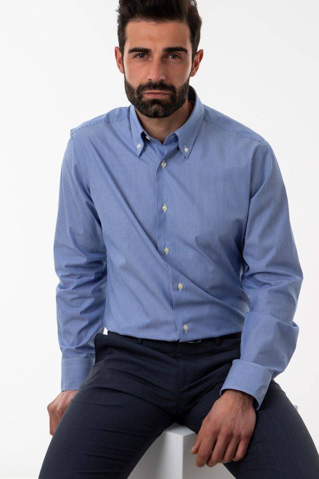 Aplomb Hemd Herren Aplomb Regular Streifen 100% Baumwolle Kragen Button-Down Lange Ärmel