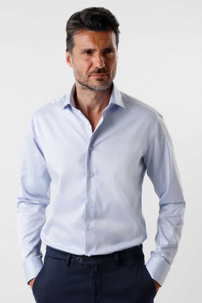 Aplomb Hemd Herren Aplomb Slim Bügelfreie Einfarbig 100% Baumwolle Kragen Italienisch Lange Ärmel