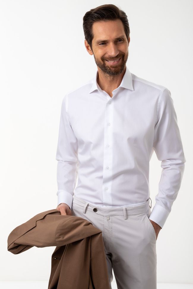 Aplomb Hemd Herren Aplomb Slim Einfarbig 100% Baumwolle Kragen Französisch Lange Ärmel