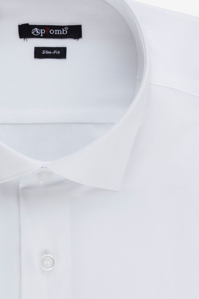 Aplomb Hemd Herren Aplomb Slim Einfarbig 100% Baumwolle Kragen Französisch Lange Ärmel