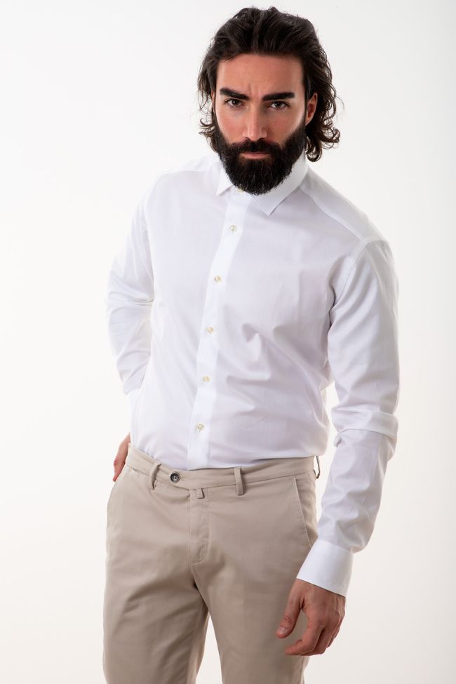 Aplomb Hemd Herren Aplomb Slim Einfarbig 100% Baumwolle Kragen Französisch Lange Ärmel