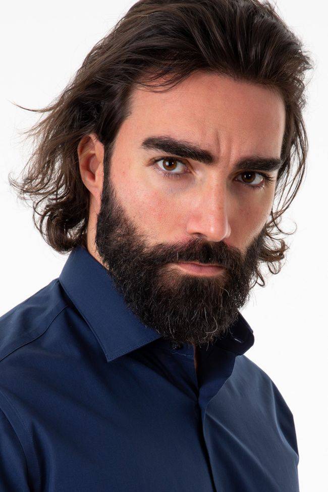 Aplomb Hemd Herren Aplomb Slim Einfarbig 100% Baumwolle Kragen Französisch Lange Ärmel