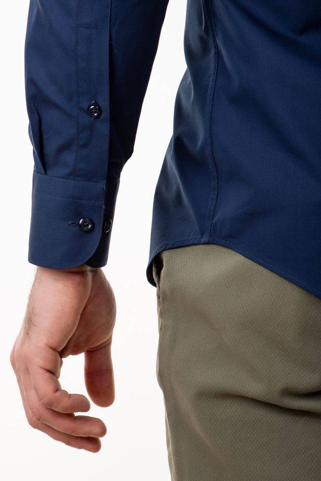 Aplomb Hemd Herren Aplomb Slim Einfarbig 100% Baumwolle Kragen Französisch Lange Ärmel