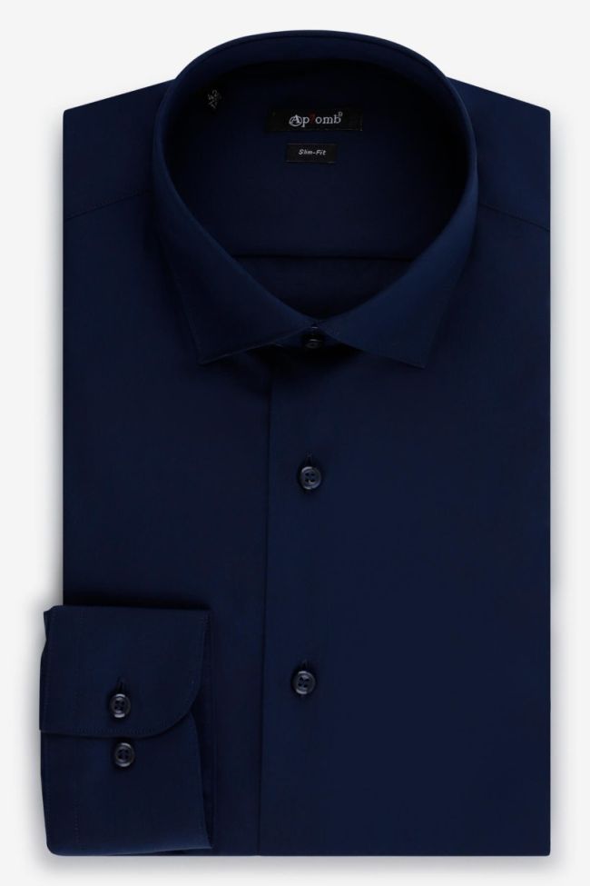 aplomb Hemd Herren Aplomb Slim Einfarbig 100% Baumwolle kragen Französisch Lange Ärmel