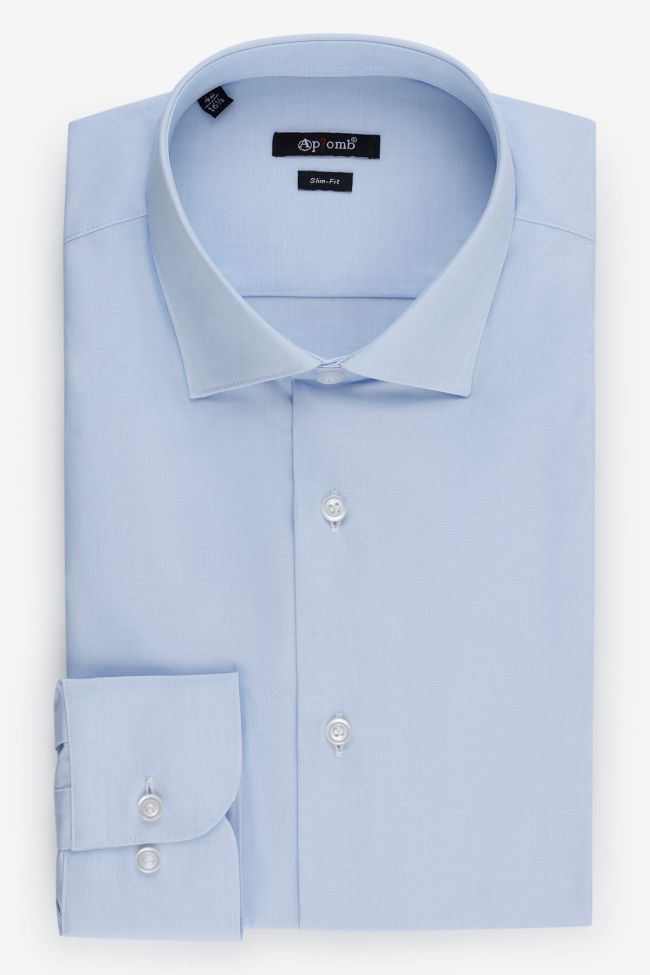 aplomb Hemd Herren Aplomb Slim Einfarbig 100% Baumwolle kragen Französisch Lange Ärmel