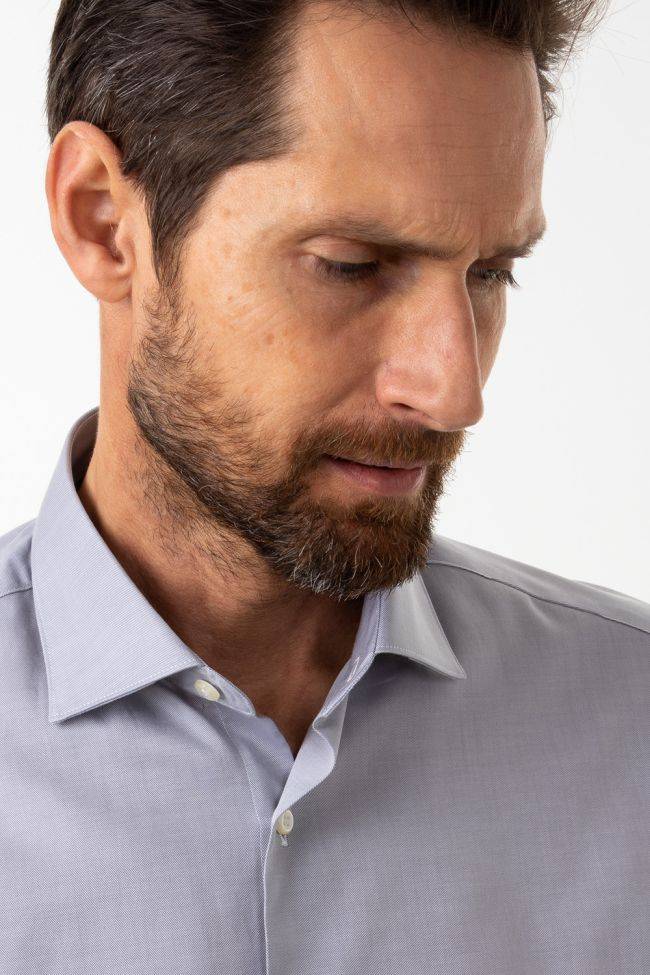 Aplomb Hemd Herren Aplomb Slim Einfarbig 100% Baumwolle Kragen Französisch Lange Ärmel