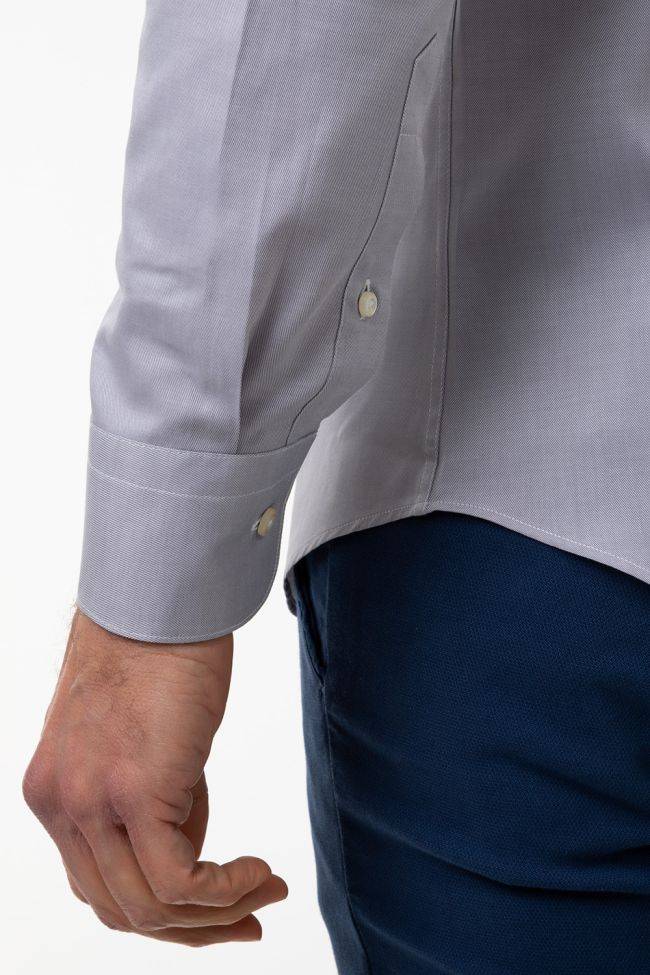 Aplomb Hemd Herren Aplomb Slim Einfarbig 100% Baumwolle Kragen Französisch Lange Ärmel